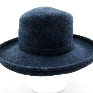 Dame Made In Italy Hat 100% Lana Laine Wool Gray Black Bow Tie Rope